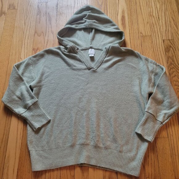 Joie Sage Green Knit Hooded Sweater Size L - Picture 4 of 7